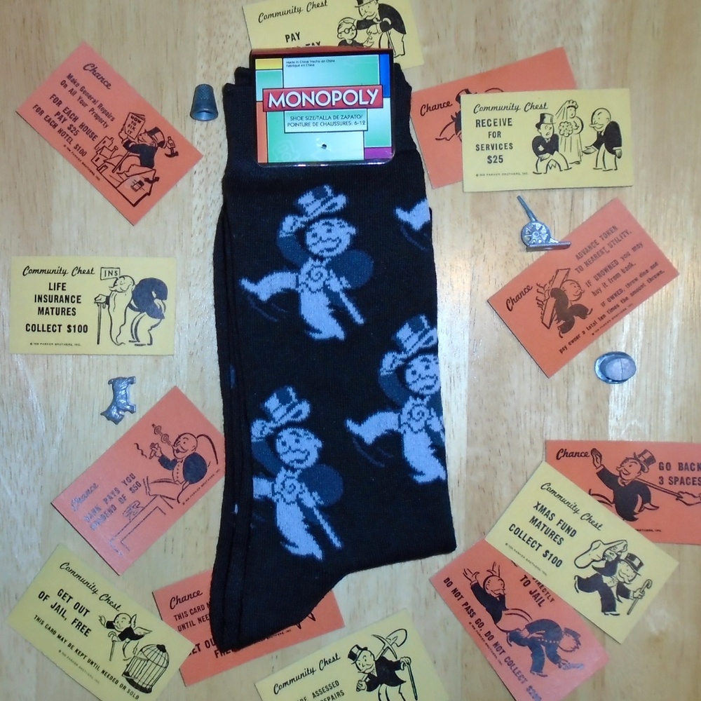 Monopoly Socks Men's Crew - Uncle Pennybags NEW - Picture 3 of 8